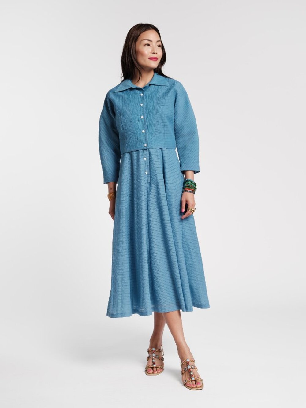 Peggy Midi Dress Set - Blue